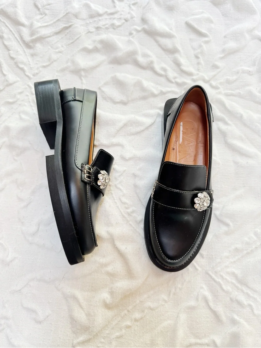 Ganni Jewel Button Loafer Size 5 New - Picture 4 of 12